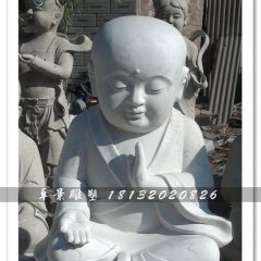 打坐小和尚石雕，大理石人物雕塑
