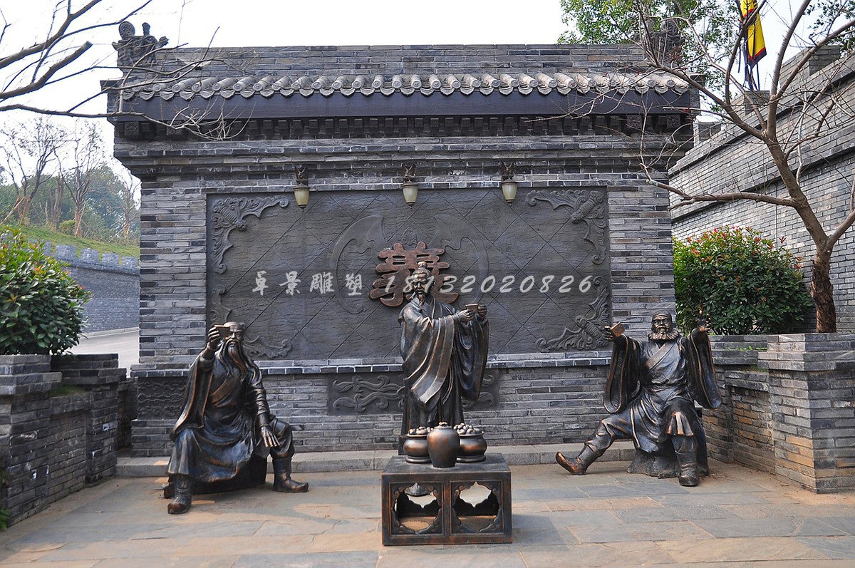 玻璃鋼桃園三結(jié)義雕塑，劉備關(guān)羽張飛雕塑 (1)