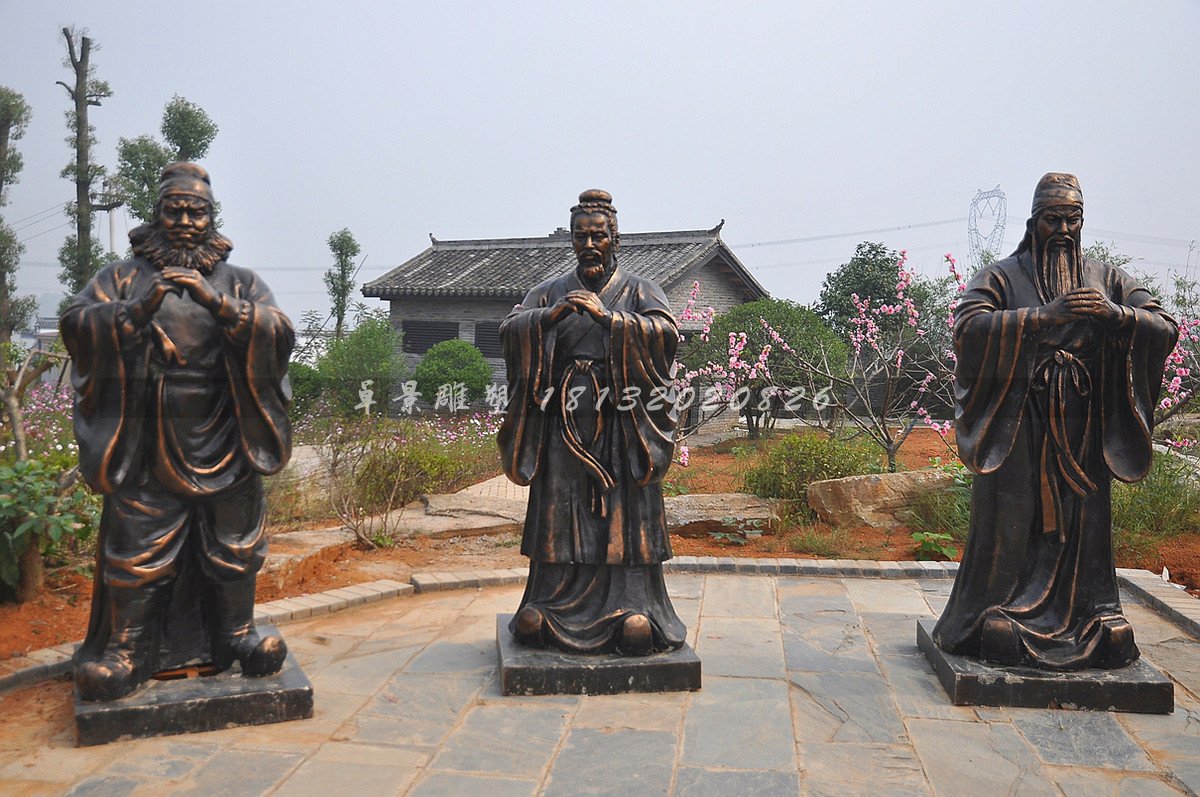 玻璃鋼桃園三結(jié)義雕塑，劉備關(guān)羽張飛雕塑
