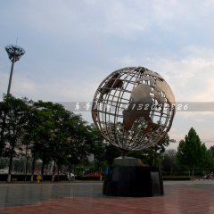 不銹鋼地球雕塑，旋轉地球儀雕塑