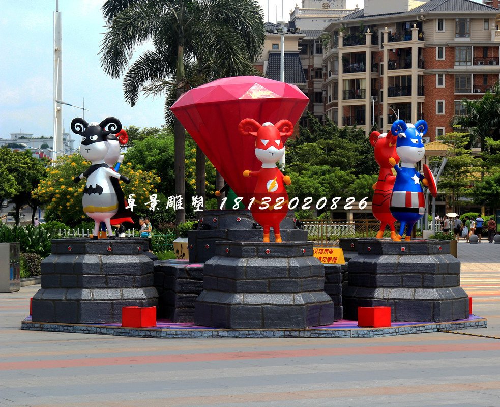 小區(qū)卡通雕塑，小區(qū)玻璃鋼人物雕塑 (1)