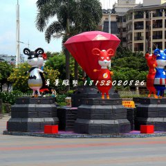 小區(qū)卡通雕塑，小區(qū)玻璃鋼人物雕塑