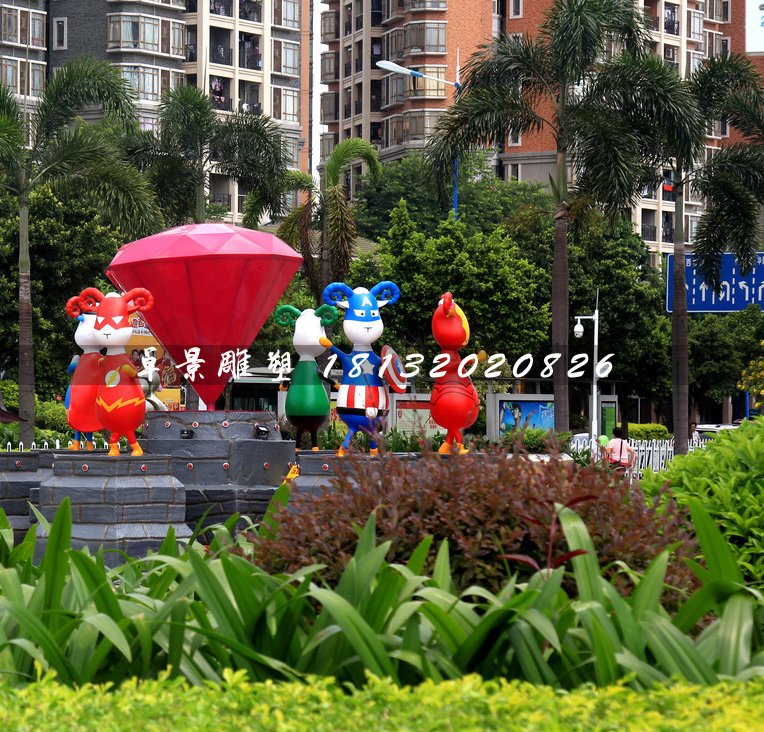 小區(qū)卡通雕塑，小區(qū)玻璃鋼人物雕塑