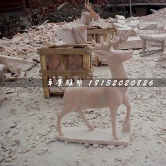 石頭小鹿雕塑，梅花鹿雕塑