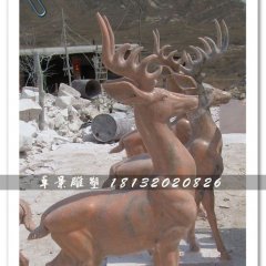 石頭小鹿雕塑，小鹿石雕