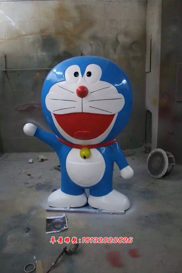 揮手哆啦夢雕塑，玻璃鋼哆啦a夢雕塑