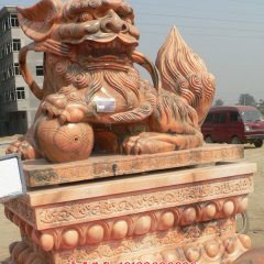 石頭看門獅子，石雕獅子