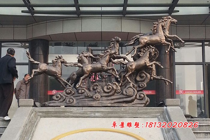 八馬銅雕，八馬奔跑銅雕