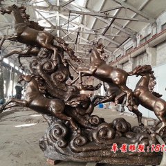 八馬銅雕，八馬奔跑銅雕