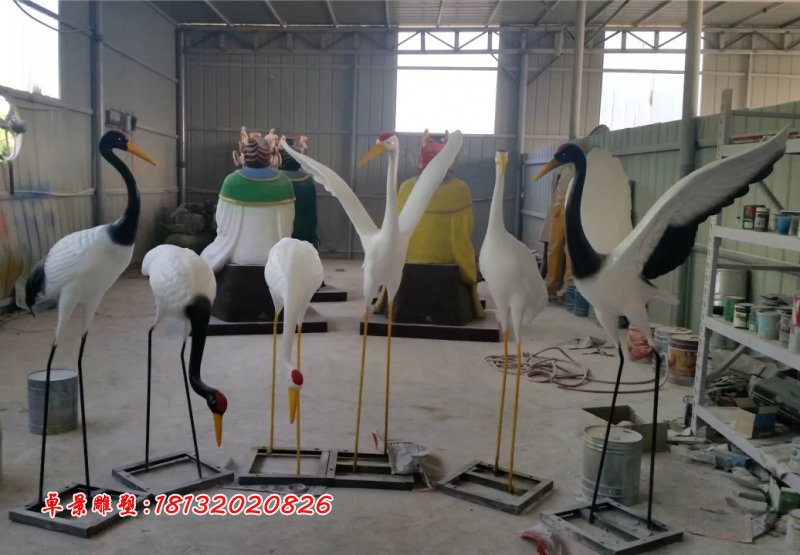 玻璃鋼仙鶴雕塑，玻璃鋼丹頂鶴 (2)