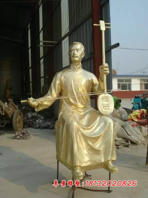 拉二胡銅雕，人物銅雕，廣場(chǎng)人物銅雕