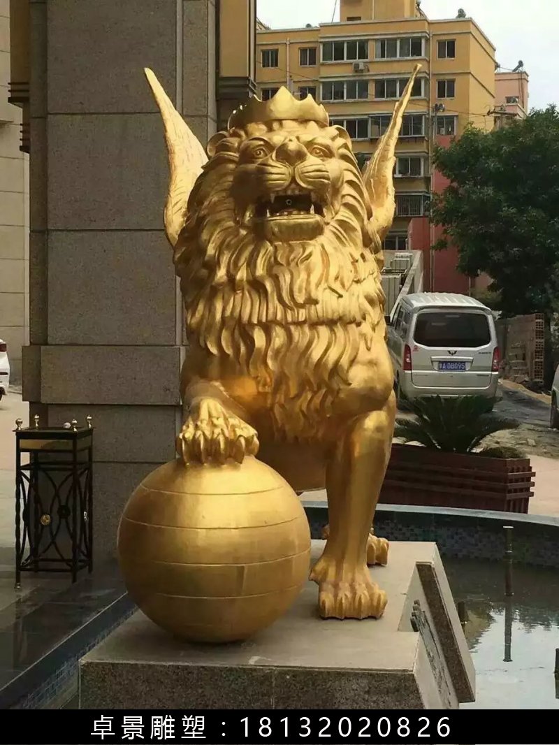 飛獅銅雕，鑄銅飛獅雕塑 (4)