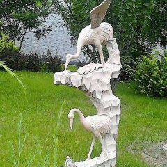石材仙鶴雕塑，石雕鶴