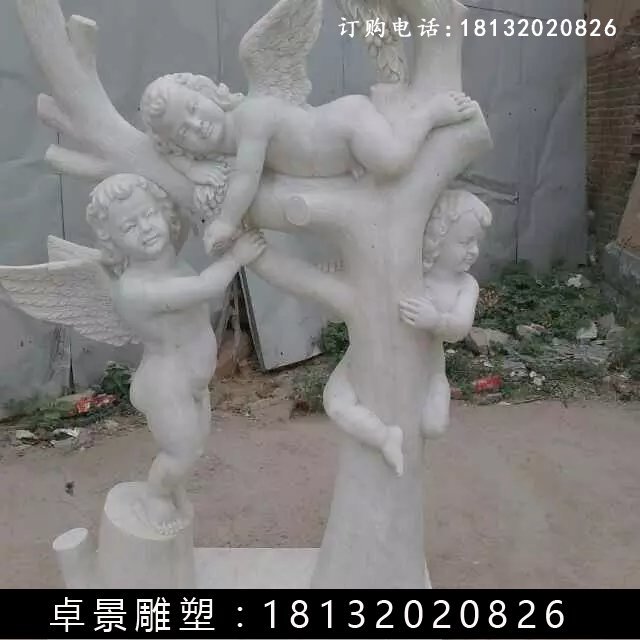小天使石雕，漢白玉小天使雕塑