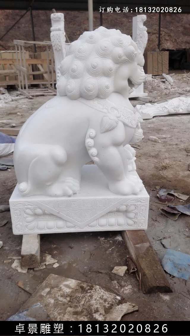 漢白玉獅子雕塑，北京獅漢白玉雕塑 (3)