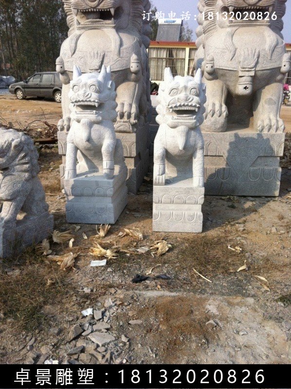 麒麟石雕，漢白玉麒麟雕塑 (2)