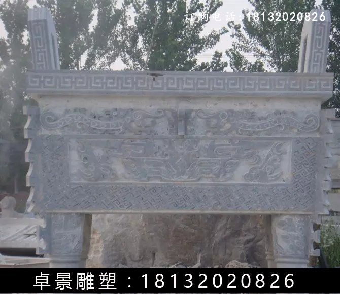 石方鼎，仿古石鼎，石香爐雕塑 (2)