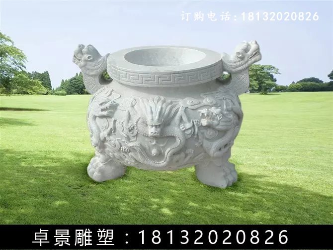 石圓鼎，石香爐雕塑 (6)