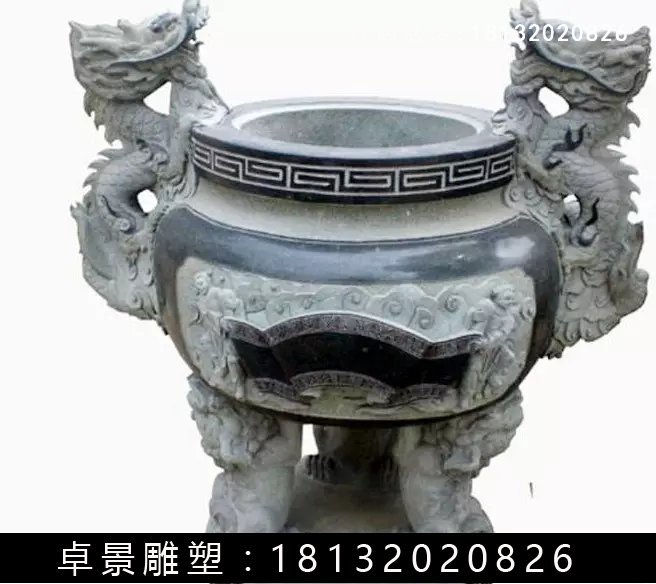 石圓鼎，石香爐雕塑 (7)