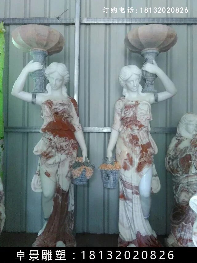 西方美女石燈，美女雕塑 (3)