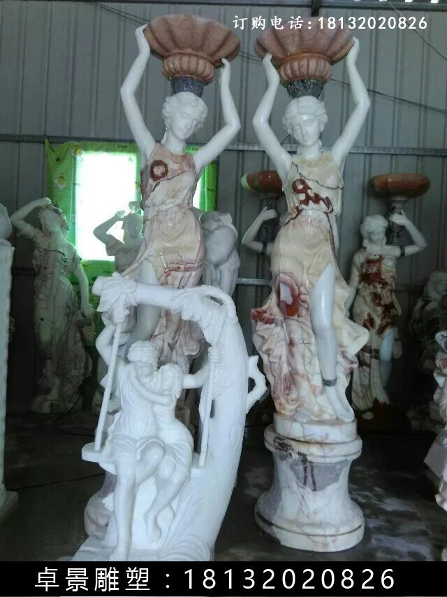 西方美女石燈，美女雕塑 (2)