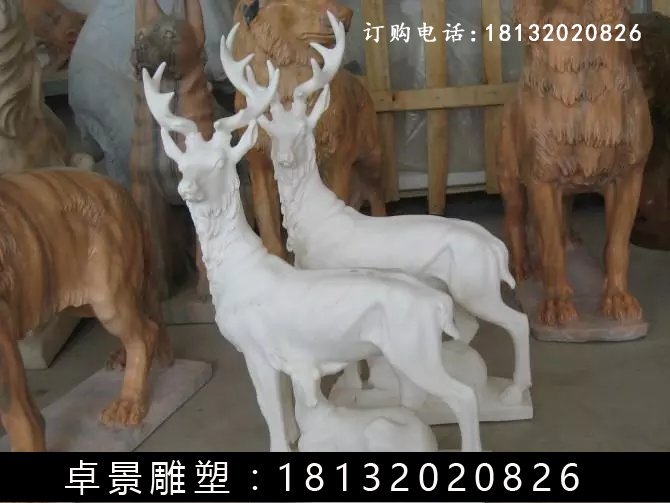 小鹿石雕，漢白玉小鹿雕塑