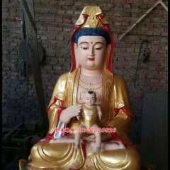 觀音送子銅雕，貼金銅觀音送子雕塑