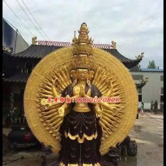 千手觀音銅雕，彩繪千手觀音銅雕
