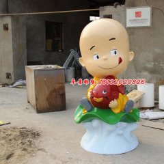 玻璃鋼小和尚雕塑，玻璃鋼人物雕塑