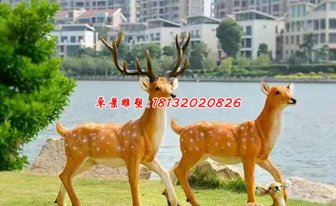 玻璃鋼梅花鹿雕塑，玻璃鋼仿真動物雕塑 (1)