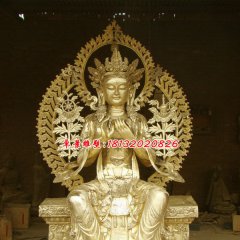 菩薩銅雕，貼金菩薩雕塑