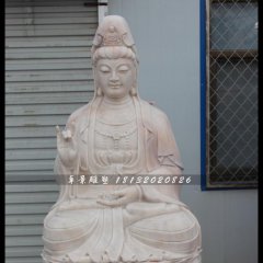 觀音送子石雕，漢白玉觀音送子石雕