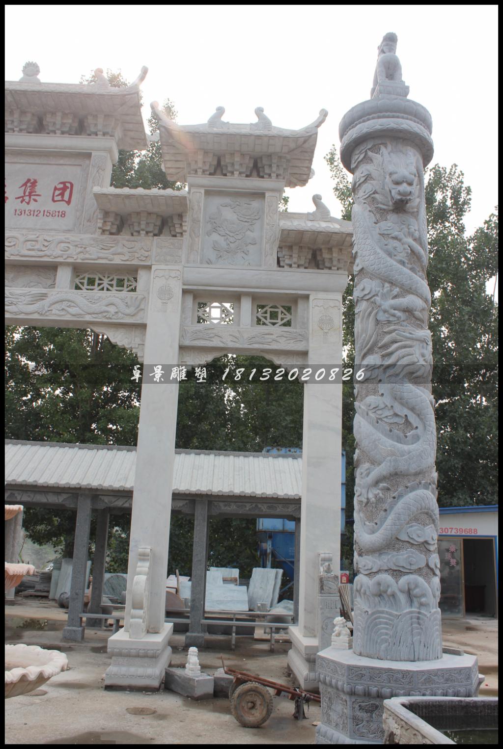龍柱，漢白玉龍柱，盤龍柱 (2)