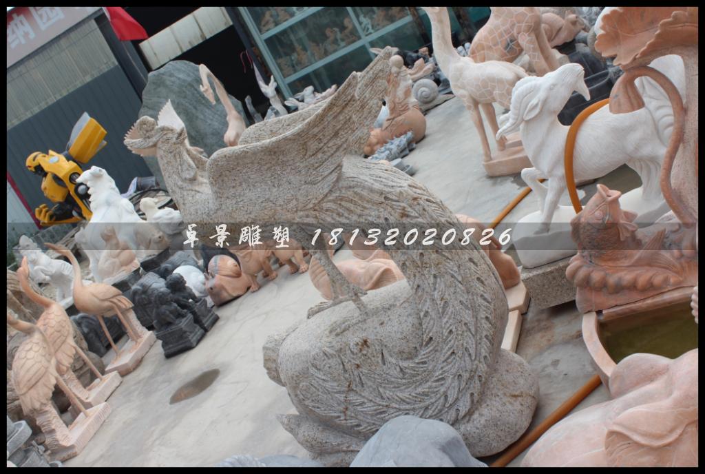 孔雀石雕，大理石孔雀雕塑