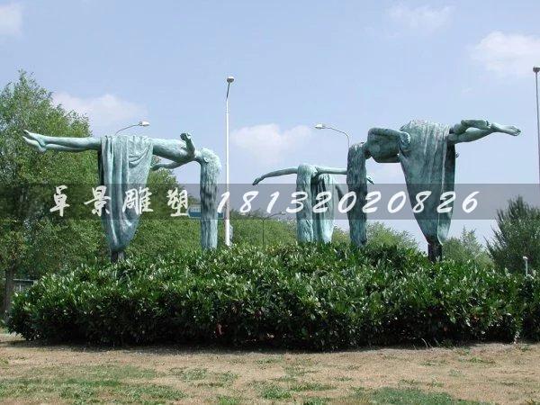 懸空平躺人物銅雕，公園小品銅雕