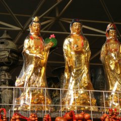 西方三圣銅雕，三圣銅雕