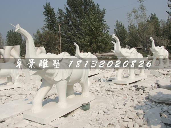 漢白玉石雕大象，鼻子向上大象雕塑2