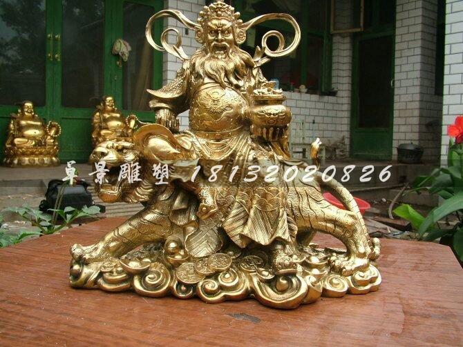 財神銅雕，騎虎財神銅雕