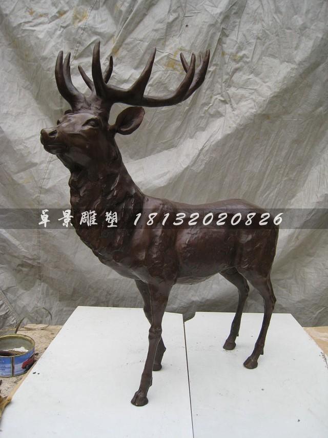 梅花鹿銅雕，紫銅梅花鹿雕塑