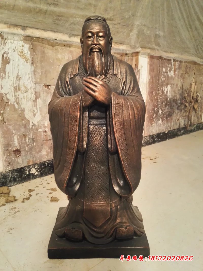 孔子銅雕，鑄銅孔子雕塑，校園名人銅雕 (1)