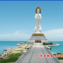 觀音菩薩石雕，漢白玉立式觀音菩薩石雕