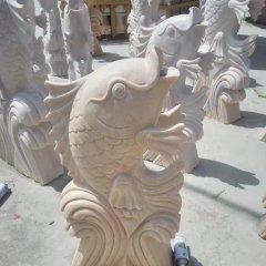 晚霞紅石雕魚(yú)，晚霞紅石雕噴泉魚(yú)