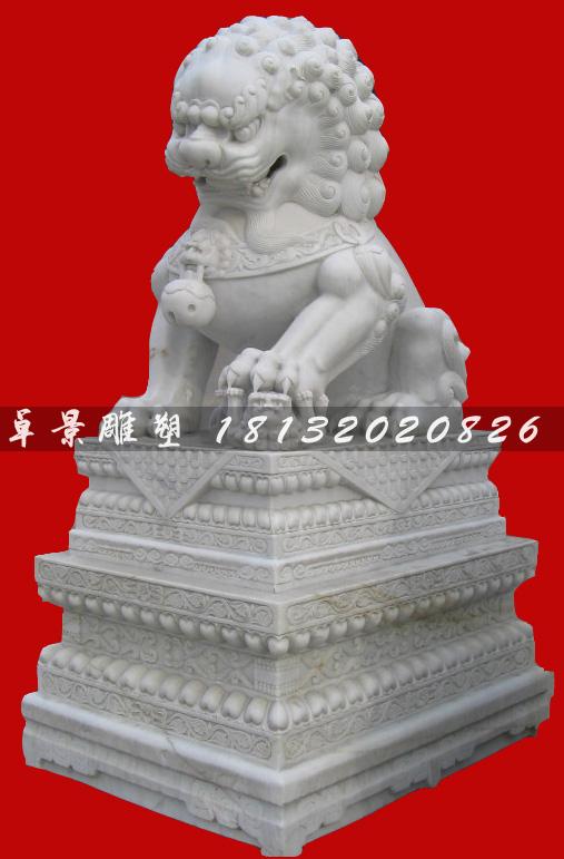 石獅子雕塑，漢白玉獅子雕塑 (2)