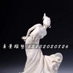 美女跳舞石雕，漢白玉美女雕塑