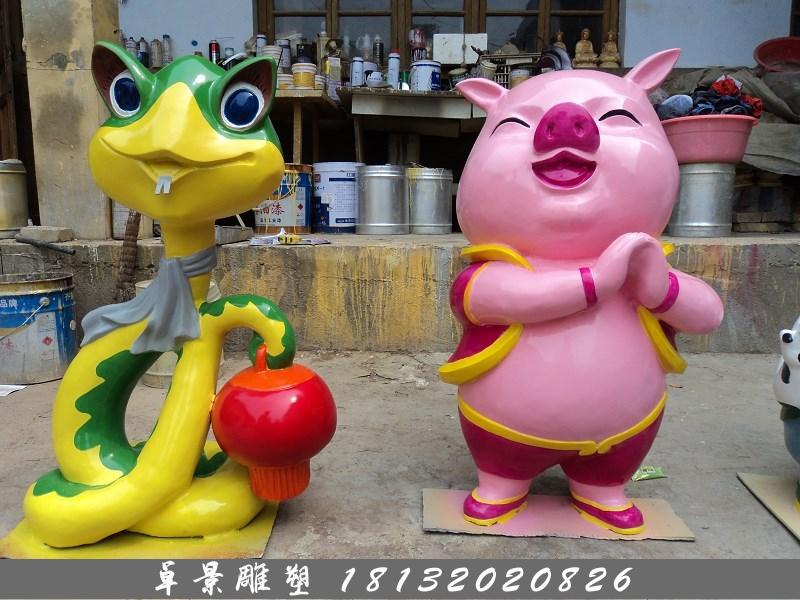 玻璃鋼十二生肖雕塑，玻璃鋼卡通十二生肖雕塑 (2)