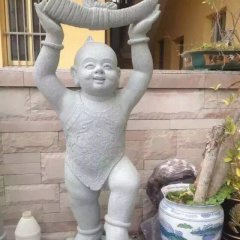 小孩石雕，善財(cái)童子石雕