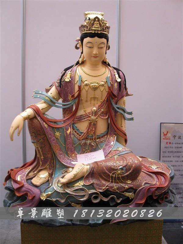 玻璃鋼觀音雕塑，坐式觀音菩薩玻璃鋼雕塑