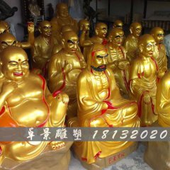 十八羅漢銅雕，十八羅漢彩繪銅雕
