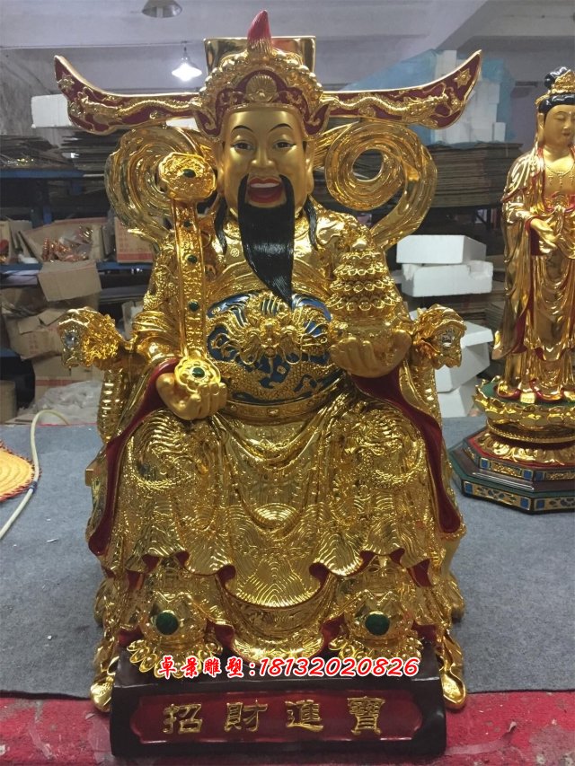財神銅雕，鑄銅財神雕塑 (4)