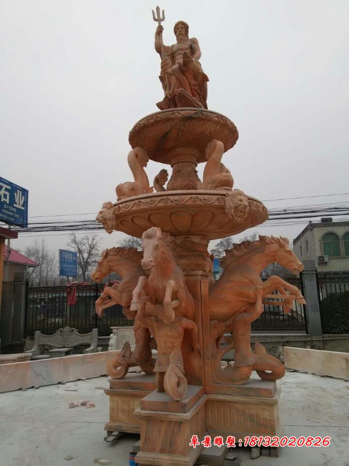 噴泉石雕，晚霞紅歐式噴泉石雕